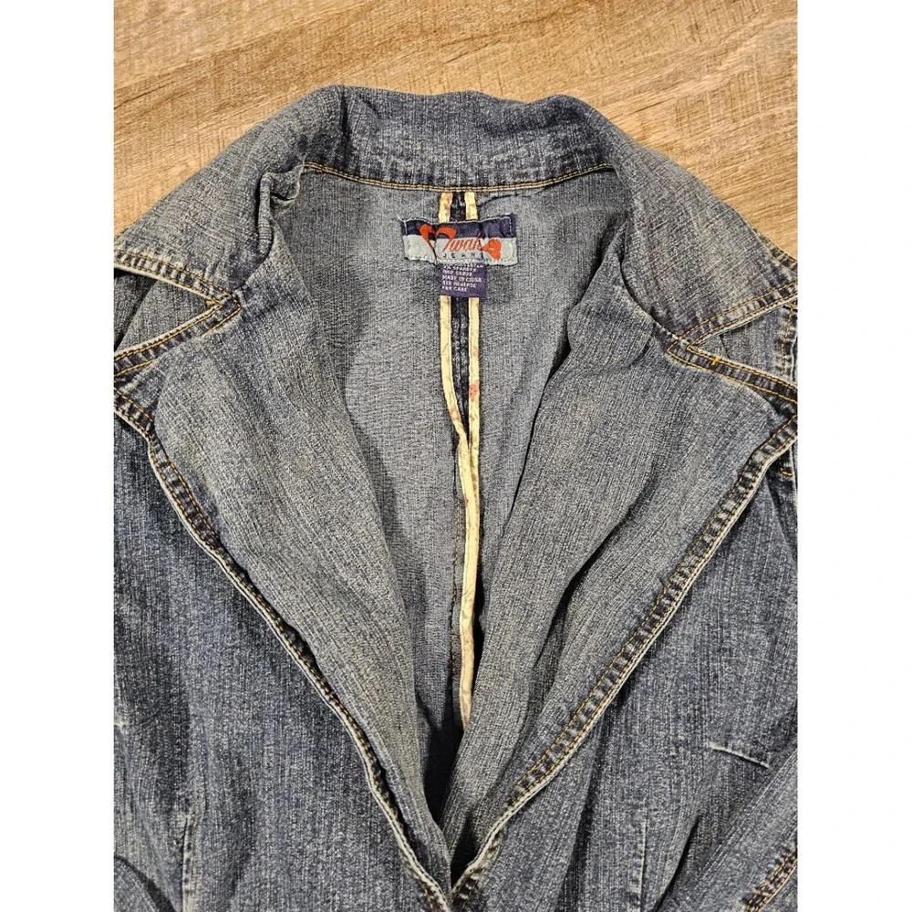 Mwah Jeans Womens Medium Wash Denim Blazer Jacket Blue Size 18/20 Stretch Button